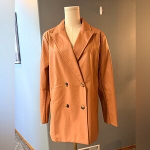 En Saison Faux Leather Blazer – Blush Pink (Size L)